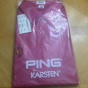 New Old Stock Ping Karsten Polo Shirt Roman Pink Mens XL Golf Tiger Logo Vintage
